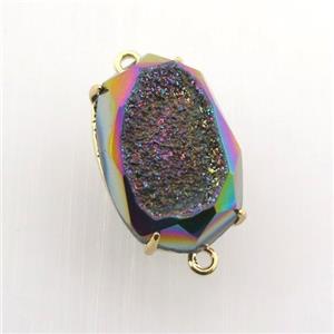 rainbow Agate Druzy oval connector, approx 13-20mm [GM12474]