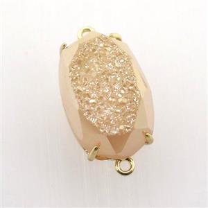 champagne Agate Druzy oval connector, approx 13-20mm [GM12475]