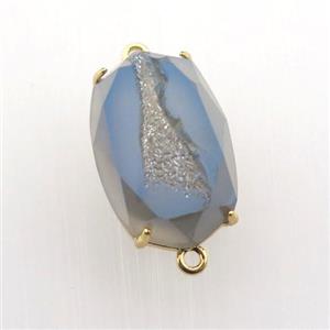 blue-gray Agate Druzy oval connector, approx 13-20mm [GM12476]
