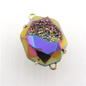 rainbow Agate Druzy hexagon connector, approx 15-20mm [GM12481]