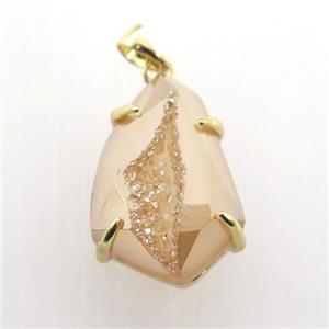champagne Agate Druzy teardrop pendant, approx 16-23mm [GM12489]