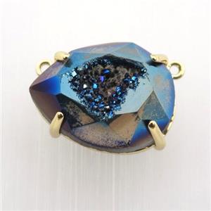 Agate Druzy teardrop pendant, blue electroplated, approx 16-22mm [GM12496]
