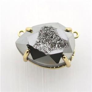 silver Agate Druzy teardrop pendant, approx 16-22mm [GM12497]