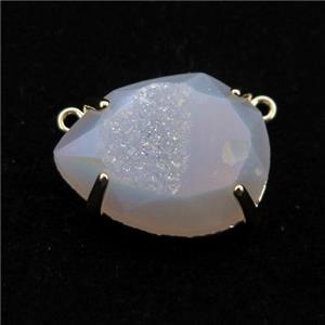 white AB-color Agate Druzy teardrop pendant, approx 16-22mm [GM12498]