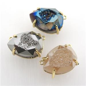 Agate Druzy teardrop pendant, mix color, approx 16-22mm [GM12499]