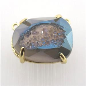 bluegray Agate Druzy teardrop pendant, approx 16-20mm [GM12514]