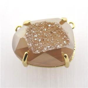 champagne Agate Druzy teardrop pendant, approx 16-20mm [GM12515]