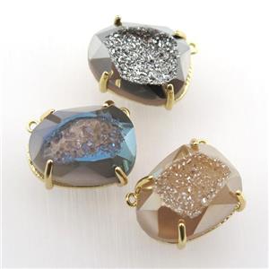 Agate Druzy teardrop pendant, mix color, approx 16-20mm [GM12518]