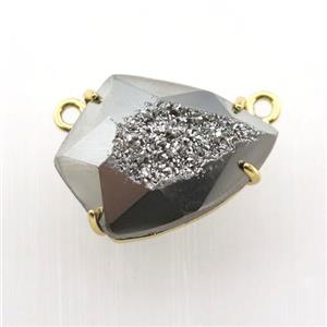 silver Agate Druzy teardrop pendant, approx 15-20mm [GM12522]