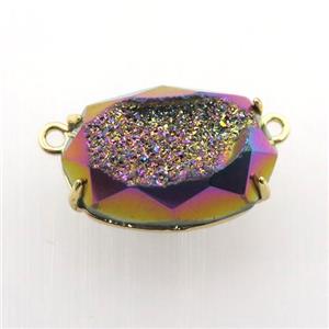 rainbow Agate Druzy oval pendant, approx 13-22mm [GM12526]