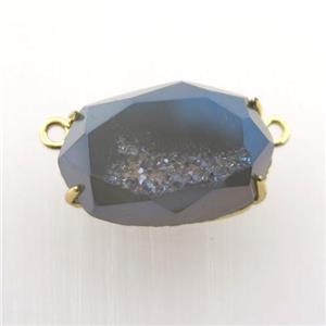 grayblue Agate Druzy oval pendant, approx 13-22mm [GM12528]