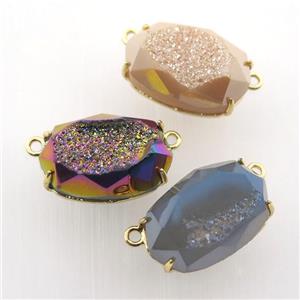Agate Druzy oval pendant, mix color, approx 13-22mm [GM12532]