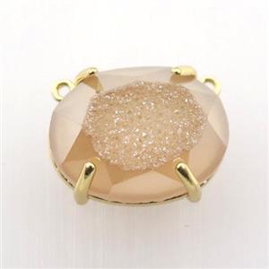 champagne Agate Druzy oval pendant, approx 16-20mm [GM12534]