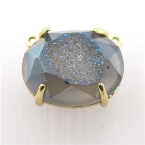 grayblue Agate Druzy oval pendant, approx 16-20mm [GM12535]
