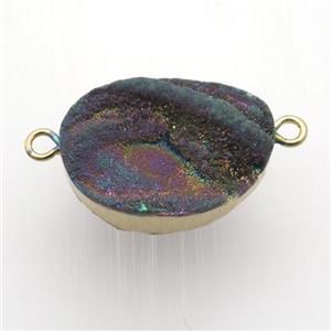 rainbow Solar Agate Druzy pendant, gold plated, approx 15-22mm [GM12553]