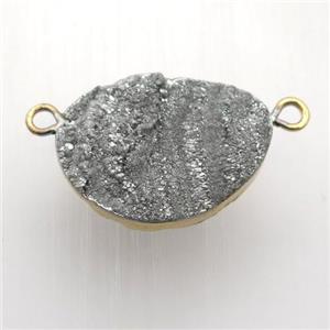 silver Solar Agate Druzy pendant, gold plated, approx 15-22mm [GM12555]