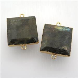 Labradorite square connector, gold plated, approx 22mm [GM12577]