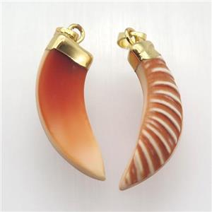 red shell horn pendant, gold plated, approx 12-35mm [GM12588]