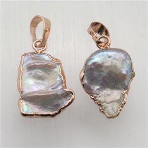 white Pearl pendant, freeform, rose gold, approx 12-20m [GM12596]