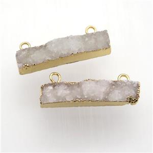 white Quartz Druzy pendant with 2loops, rectangle, approx 7-30mm [GM12599]