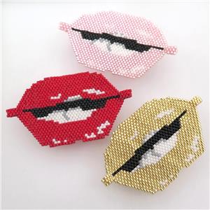 Handcraft connector with seed glass beads, mix color, approx 40-55mm [GM12623]
