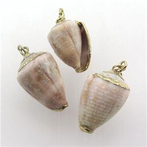 conch shell pendant, gold plated, approx 15-25mm [GM12644]