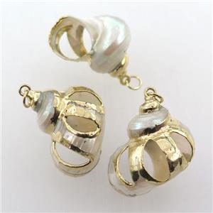 conch shell pendant, gold plated, approx 15-30mm [GM12649]