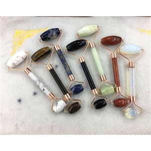 mixed gemstone Roller GuaSha Massage Tools, rose gold, approx 18-40mm, 150mm [GM12693]