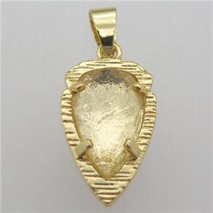 clear quartz crystal teardrop pendant, gold plated, approx 13-21mm [GM12768]