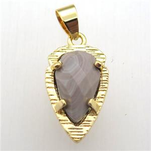 wooden jasper teardrop pendant, gold plated, approx 13-21mm [GM12772]