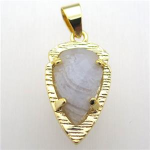 blue lace agate teardrop pendant, gold plated, approx 13-21mm [GM12773]