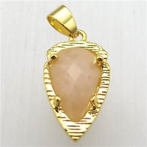 rose quartz teardrop pendant, gold plated, approx 13-21mm [GM12776]