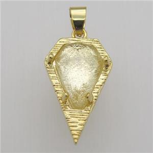 clear quartz teardrop pendant, gold plated, approx 15-25mm [GM12778]