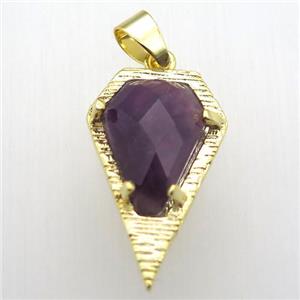 amethyst teardrop pendant, gold plated, approx 15-25mm [GM12782]