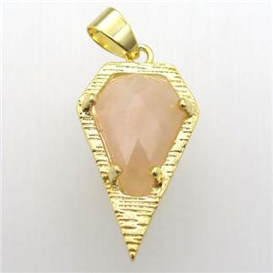 rose quartz teardrop pendant, gold plated, approx 15-25mm [GM12784]
