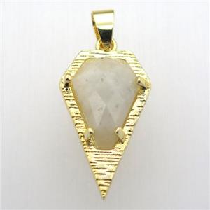 white moonstone teardrop pendant, gold plated, approx 15-25mm [GM12786]