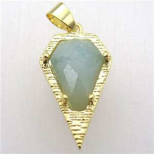 amazonite teardrop pendant, gold plated, approx 15-25mm [GM12788]