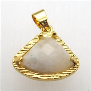 white moonstone fan pendant, gold plated, approx 15-20mm [GM12797]