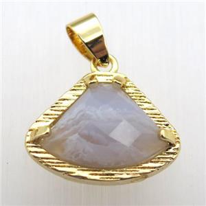 blue lace agate fan pendant, gold plated, approx 15-20mm [GM12799]