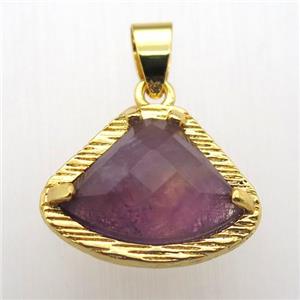 amethyst fan pendant, gold plated, approx 15-20mm [GM12800]