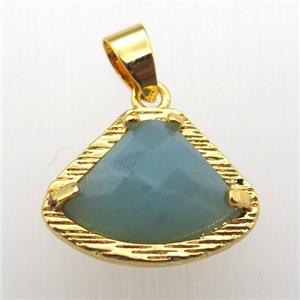 Amazonite fan pendant, gold plated, approx 15-20mm [GM12806]