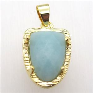 amazonite tongue pendant, gold plated, approx 15-20mm [GM12813]