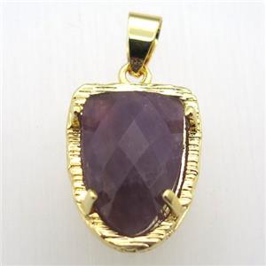 purple amethyst tongue pendant, gold plated, approx 15-20mm [GM12814]