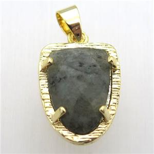 labradorite tongue pendant, gold plated, approx 15-20mm [GM12817]