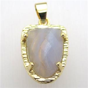 blue lace agate tongue pendant, gold plated, approx 15-20mm [GM12818]