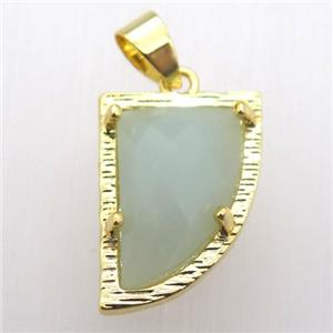 amazonite horn pendant, gold plated, approx 15-20mm [GM12830]