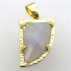 blue lace agate horn pendant, gold plated, approx 15-20mm [GM12831]