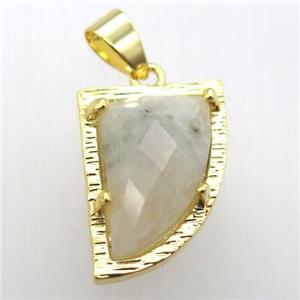 white moonstone horn pendant, gold plated, approx 15-20mm [GM12833]