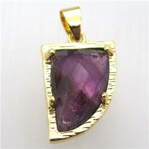 purple amethyst horn pendant, gold plated, approx 15-20mm [GM12834]