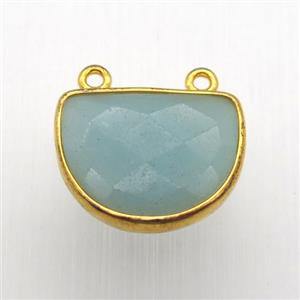 amazonite moon pendant, gold plated, approx 13-17mm [GM12839]